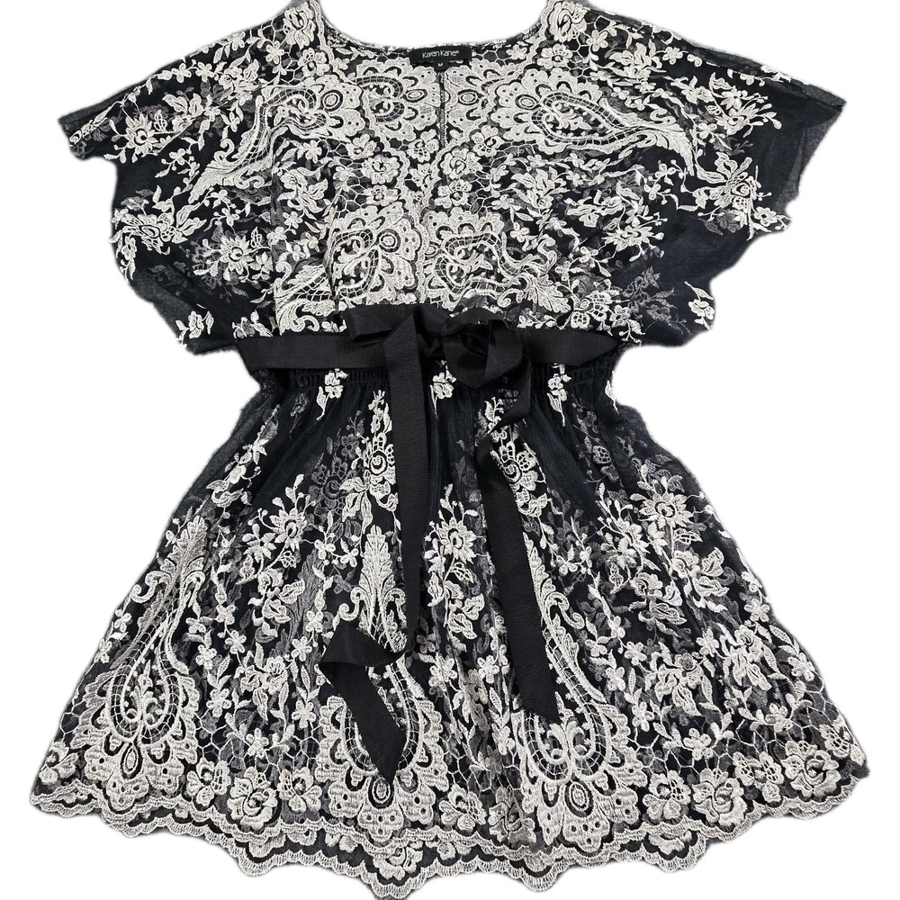 Karen Kane Womens‎ M Sheer Lace Babydoll Tunic Top Witchy Whimsigoth Dark Fairy